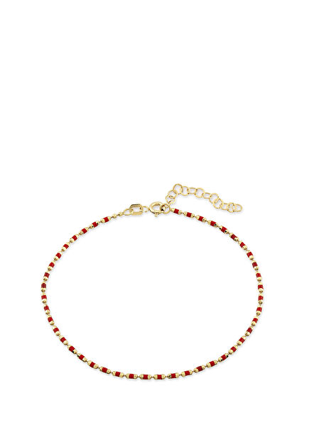 Golf Red Enamel 14K Yellow Gold Women's Bracelet