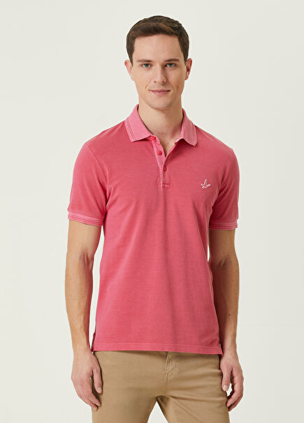Slim Fit Dark Pink Polo Neck T-Shirt