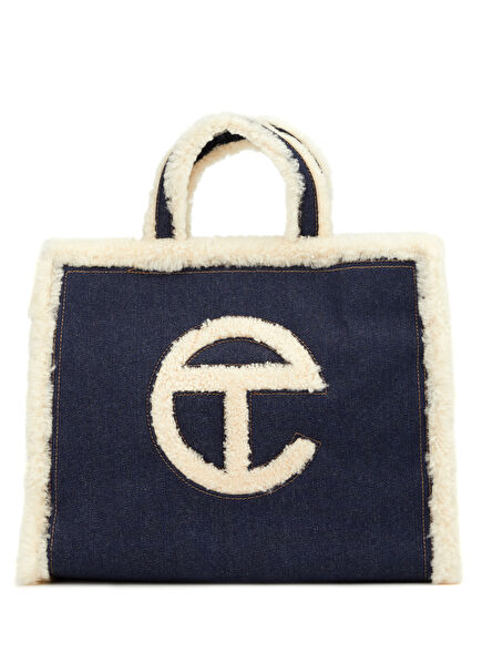 X Telfar Medium Indigo Süet Alışveriş Çantası