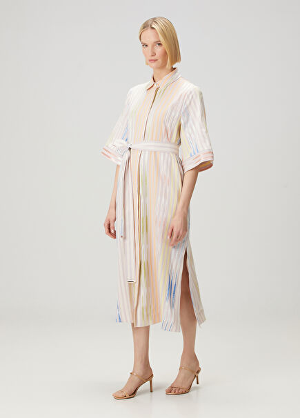 Multicolored Midi Silk Dress