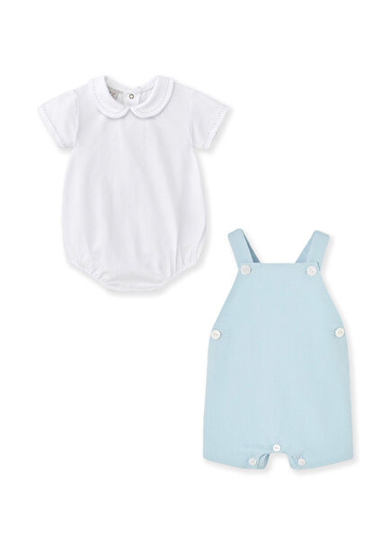 Light Blue Jumpsuit Short Sleeve Body Baby Girl Set of 2