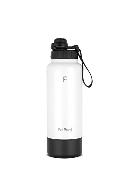 PetPard Beyaz 2 in 1 Kedi Köpek Mama Kabı ve Paslanmaz Çelik Termos 1 Lt
