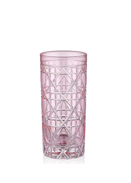 Gloria Pembe Geometrik Desenli Cam Bardak