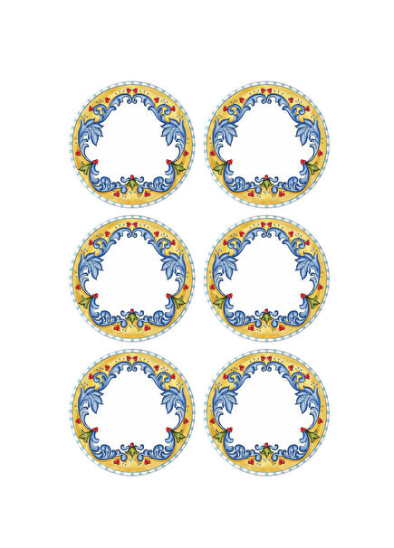 Limoncello Seramik 6'lı Servis Tabağı Seti