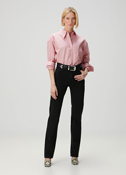 Siyah Straight Leg Jean Pantolon