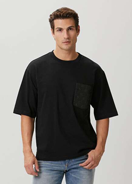 Loose Fit Black Logo Detailed T-Shirt