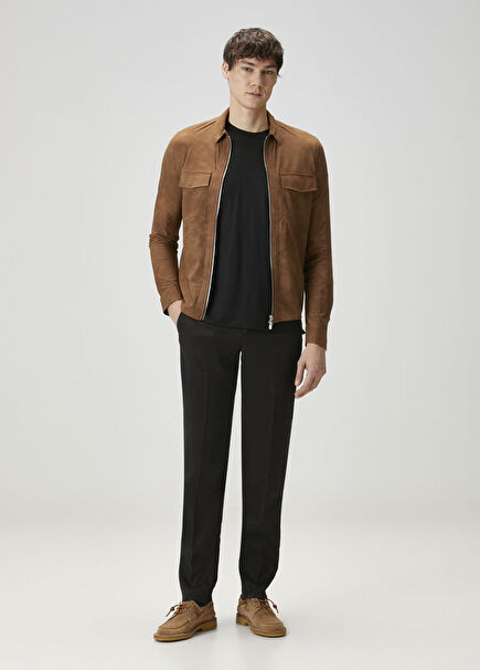 Caracciolo Siyah Keten Pantolon