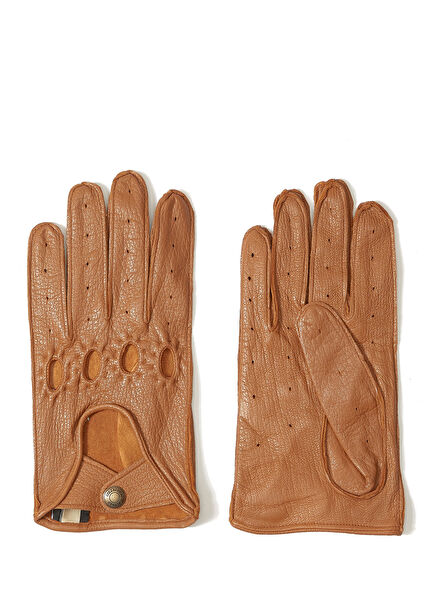 Tan Men's Leather Driving Gloves