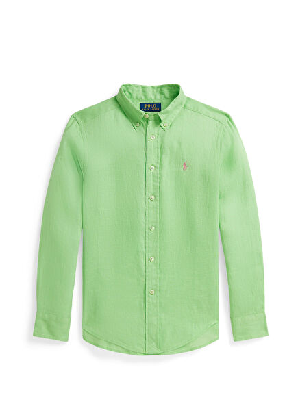 Green Boys Linen Shirt