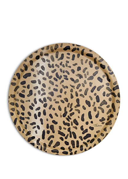 Leopard Print Round Birchwood Tray Birchwood Tray