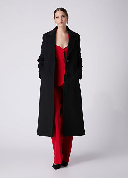 Black Wool Fitted Coat