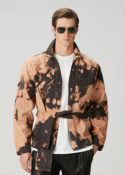 Orange Black Denim Jacket