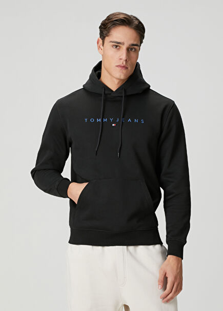 Regular Fit Siyah Kapüşonlu Sweatshirt
