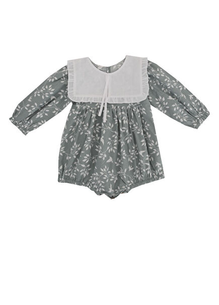 Clementine Mint White Cotton Baby Girl Jumpsuit