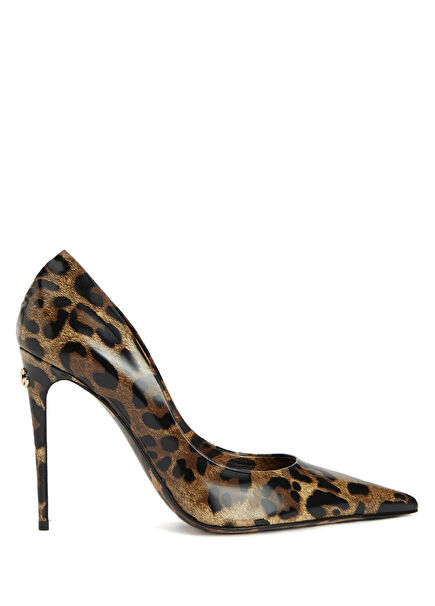 Leopar Desenli Deri Stiletto