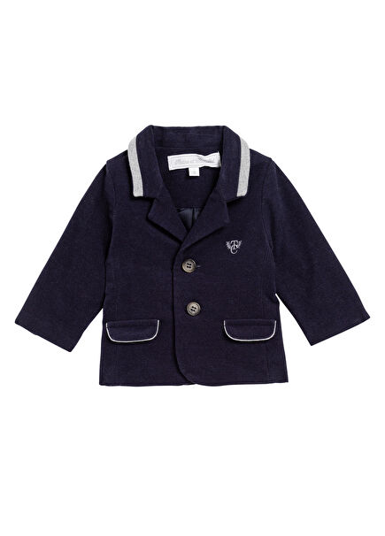 Baby Boy Jacket with Navy Blue Buttons Crest