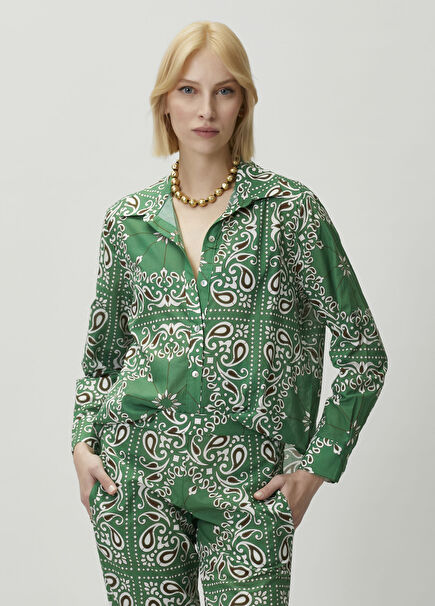 Milan Green Paisley Patterned Shirt