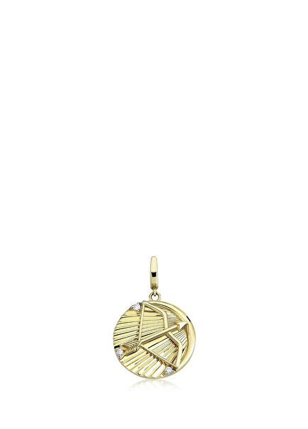 Yay Burcu Pırlanta Taşlı 14 Ayar Altın Kadın Kolye Ucu