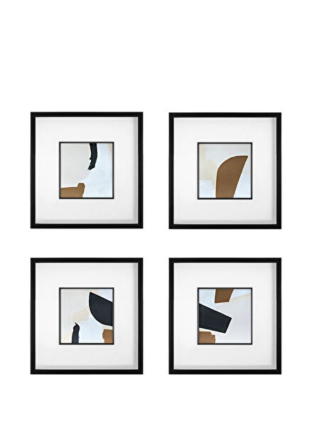 Abstract Kağıt Üzeri 4'lü Akrilik El Yapımı Tablo 40x40 cm