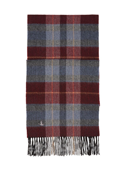 Burgundy Grey Men's Wool Scarf
