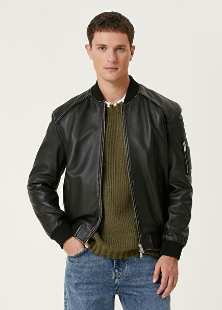 Black Oversized Leather Coat