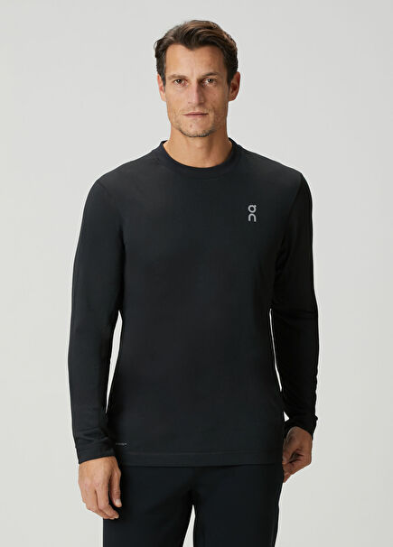 Train Siyah Logo Baskılı Uzun Kollu T-shirt