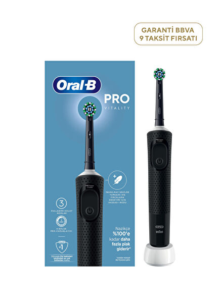 D103 Vitality Pro Cross Action Siyah Şarjlı Diş Fırçası