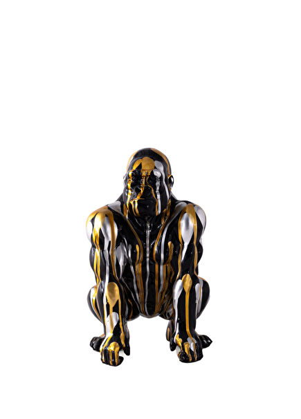 Noir Siyah Metalik Goril Figürlü Mini Dekoratif Obje