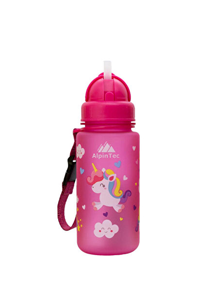 Pink Unicorn Patterned Tritan Children's Drinker & Flask with Straw 400 ml
