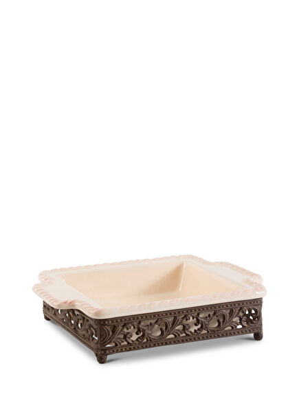 Square Acanthus Cream Ceramic Oven Tray