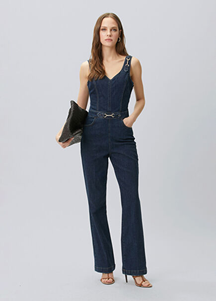 Denim Jumpsuit With İndigo Accessories