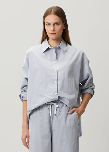 Summer Blue Striped Oversize Shirt
