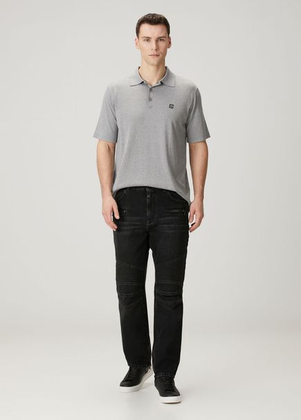 Regular Fit Siyah Biker Jean Pantolon