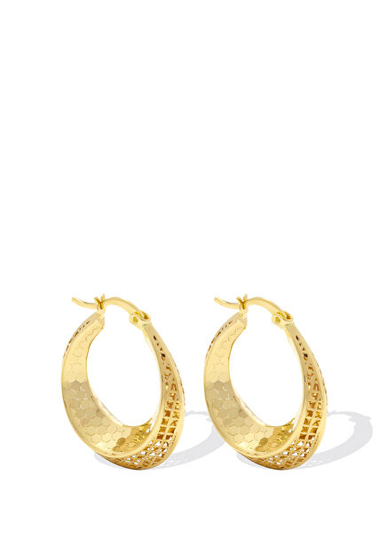 Honeycomb Geometric Shaped Gold Earrings