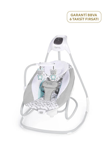 Simple Comfort 2'si 1 Arada Otomatik Sallanan Dönenceli Salıncak ve Gri Beyaz 0-9 Ay Ev Tipi Ana Kucağı