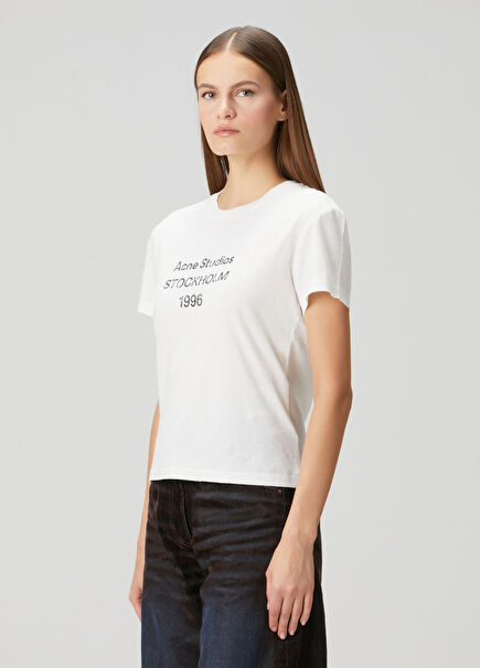 Regular Fit Kırık Beyaz Logolu T-shirt