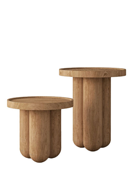 Wooden Cork Coffee Table Set of 2