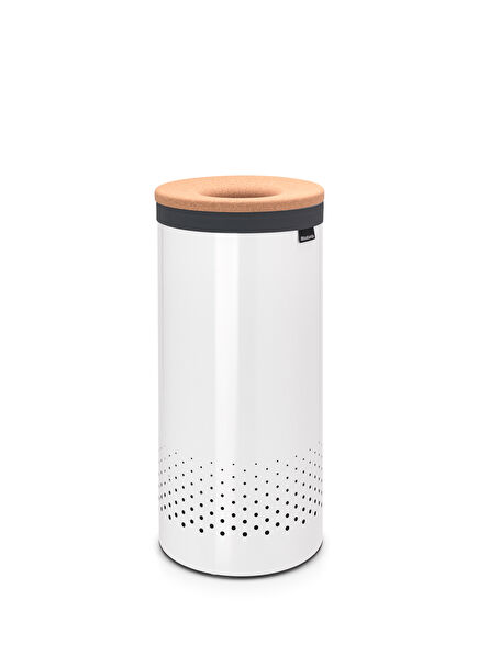 White Paslanmaz Çelik Çamaşır Sepeti 35 Lt