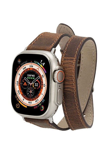 Alpine Slim Double Tour Heritage Saddle Leather Apple Watch Band