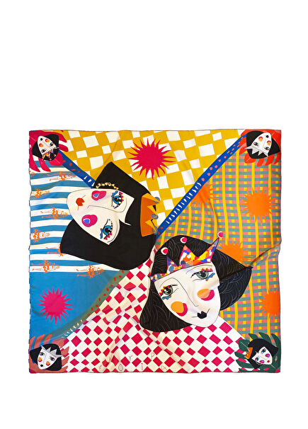 Twins Printed Silk Women's Shawl