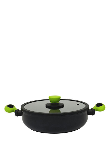 Colorgy Diamond Pro Titanium Shallow Pot with Green Handle 24 cm