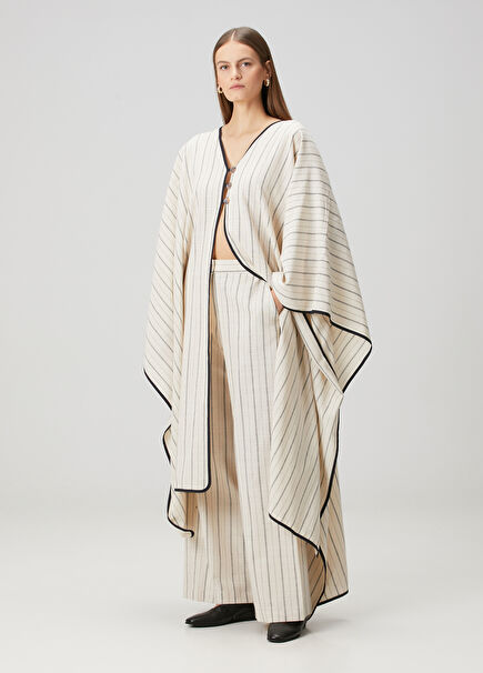 Nocturne Cream Striped Kaftan