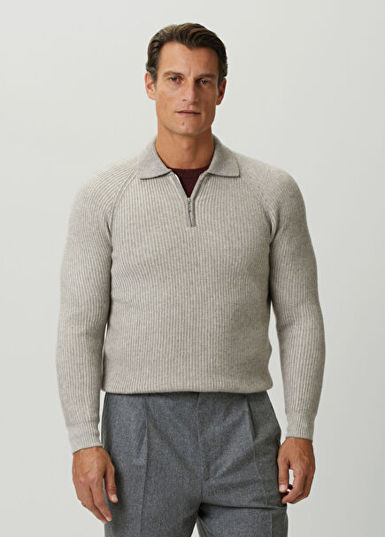 Grey Polo Cashmere Sweater