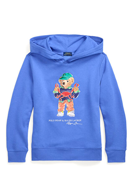 Mavi Kapüşonlu Unisex Çocuk Sweatshirt