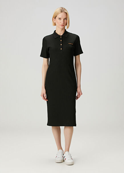 Black Midi Polo Dress