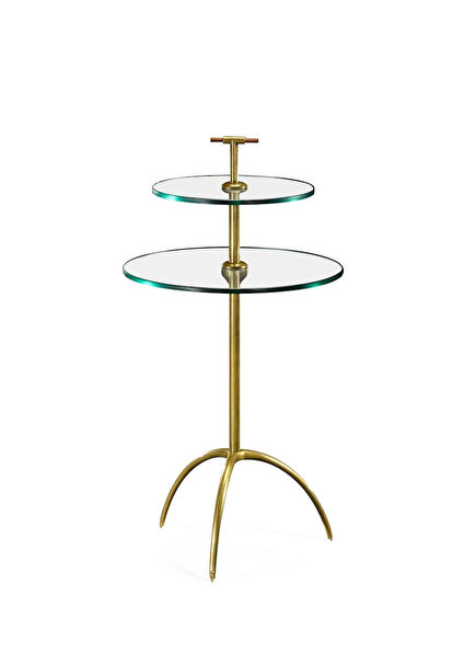 Modern Cosmo Altın Rengi Pirinç Cam Yan Sehpa