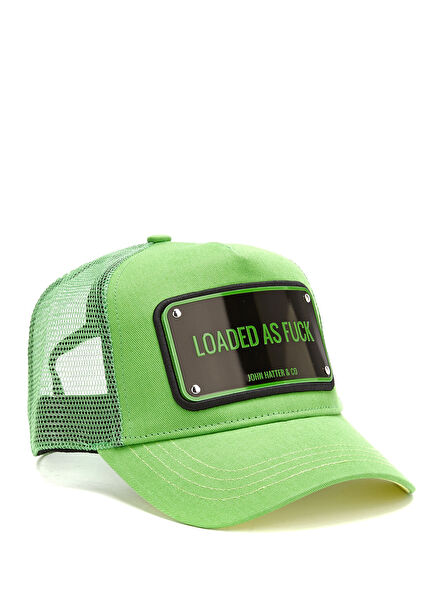 Yeşil Slogan Detaylı Erkek Şapka