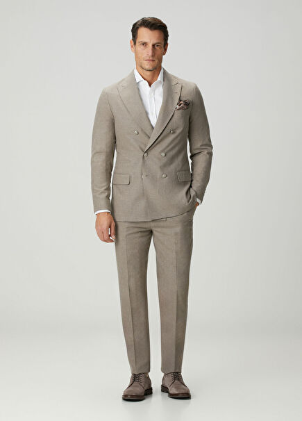 Brown Wool Double-Breasted Suit