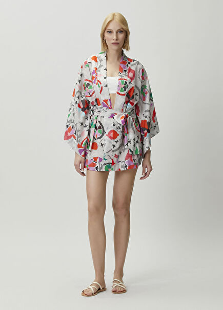 Gri Desenli Kimono
