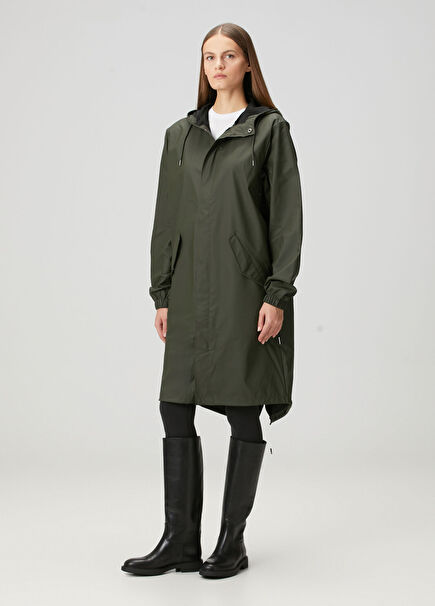 Fishtail Koyu Yeşil Kapüşonlu Parka